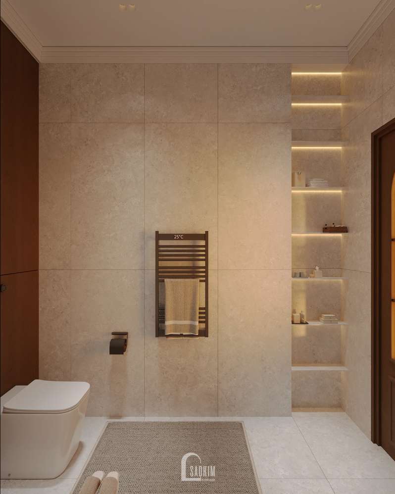Phòng tắm, wc trong thiết kế nhà phố Long Biên phong cách Organic Modern
